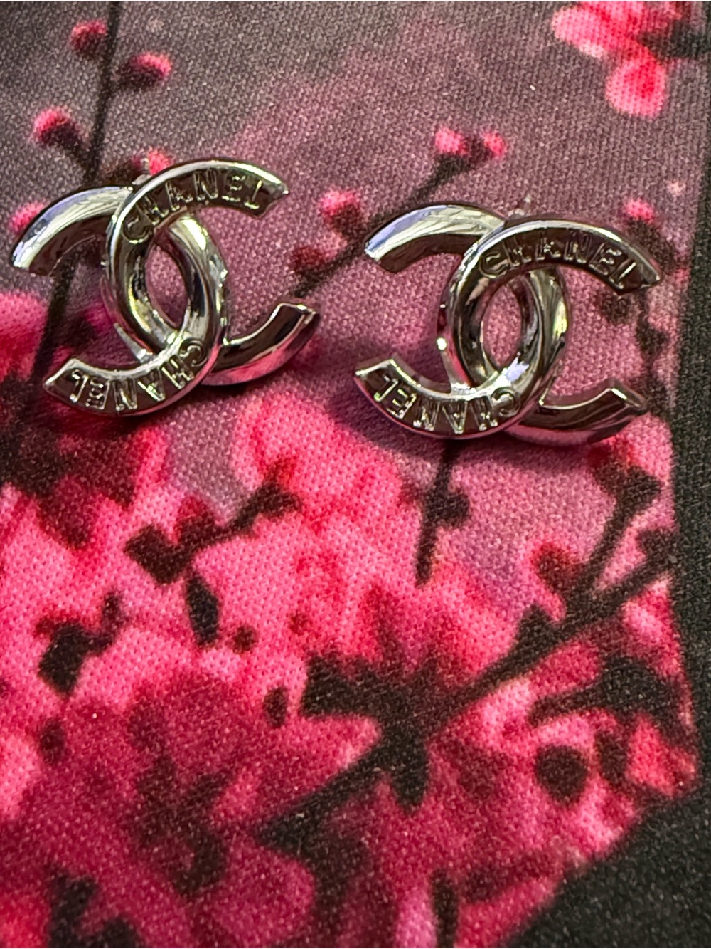 Silver-Tone Interlocking Logo Stud Earrings